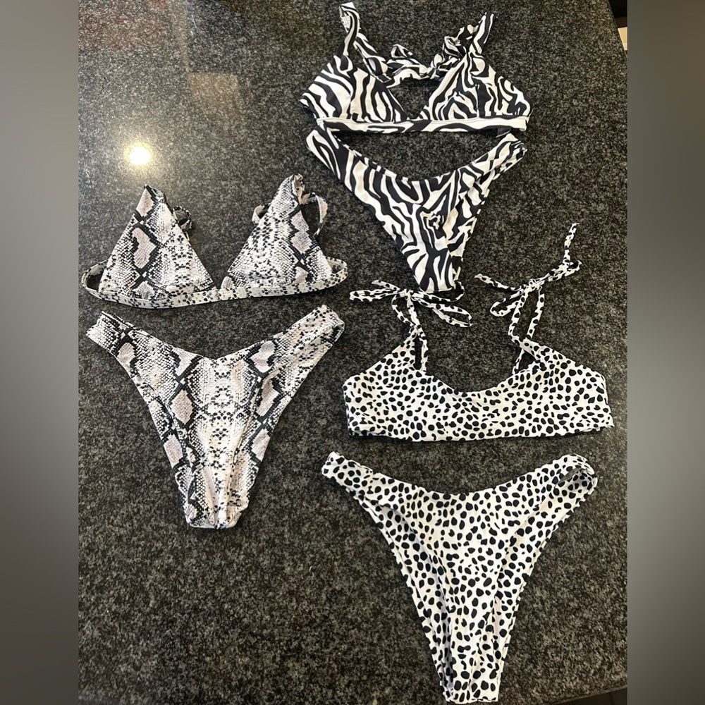 Zebra/snake/cowprint bikini bundle all (size: S/M)